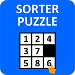 Sorter Puzzle. Place the numbers in order using the 'hole' for temporary movement, as  efficiently as possible (with the minimum number of moves).